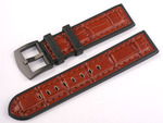 ACCESSORIES & DESIGN EXCLUSIVE LEATHER STRAPS Ref. 6422 IPB 22/22 brown-black Alligator Leather