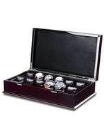 WATCH BOXES Rothenschild Exclusive Line RS-5076-MHG polished mahogany and black leather box for 12 watches