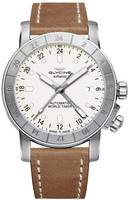 GLYCINE AIRMAN 42 AUTOMATIC WORLD TIMER GMT Ref. GL0067 steel white, 3 time zones