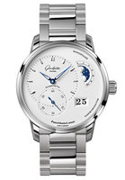 GLASHÜTTE ORIGINAL Pano Steel Silver White Automatic Ref. 1-90-02-42-32-24 PanoMaticLunar Moon Phase self-winding Cal. 90-02