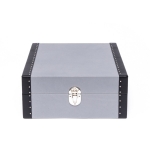 WATCH BOXES Rapport London Est. 1898 L336 KENSINGTON SIX GREY - WATCH BOX IN SMOOTH LEATHER & SUEDE