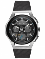 DESIGNER BRANDS BULOVA CURV 98A161 STEEL BLACK QUARTZ CHRONOGRAPH 262 kHz MVMT 44MM 3ATM