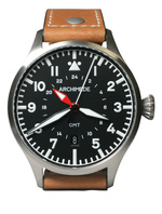 ARCHIMEDE PILOT 42 GMT Ref. UA7929B-G6.1 stainless steel bracelet and leather strap (black or brown)